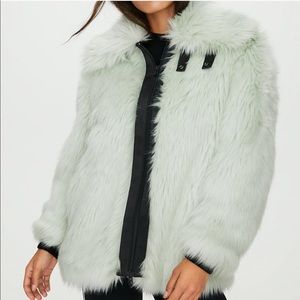 Aritzia TNA Tribeca Faux-Fur Coat in Black